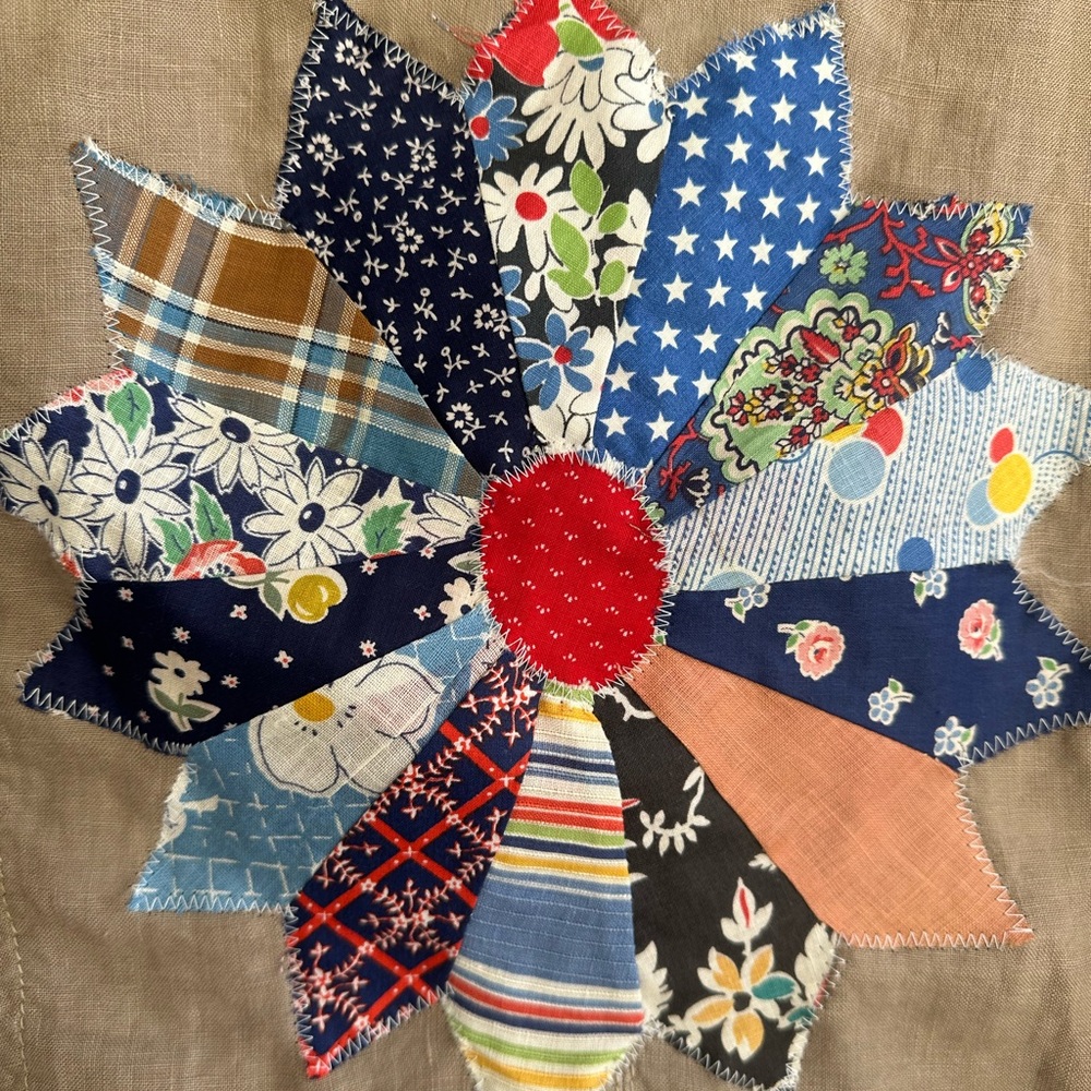 Upcycled Linen Jacket With Patchwork Star - image 2